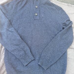 American Eagle Outfitters Men's Navy Two-Button Turtleneck Sweater
